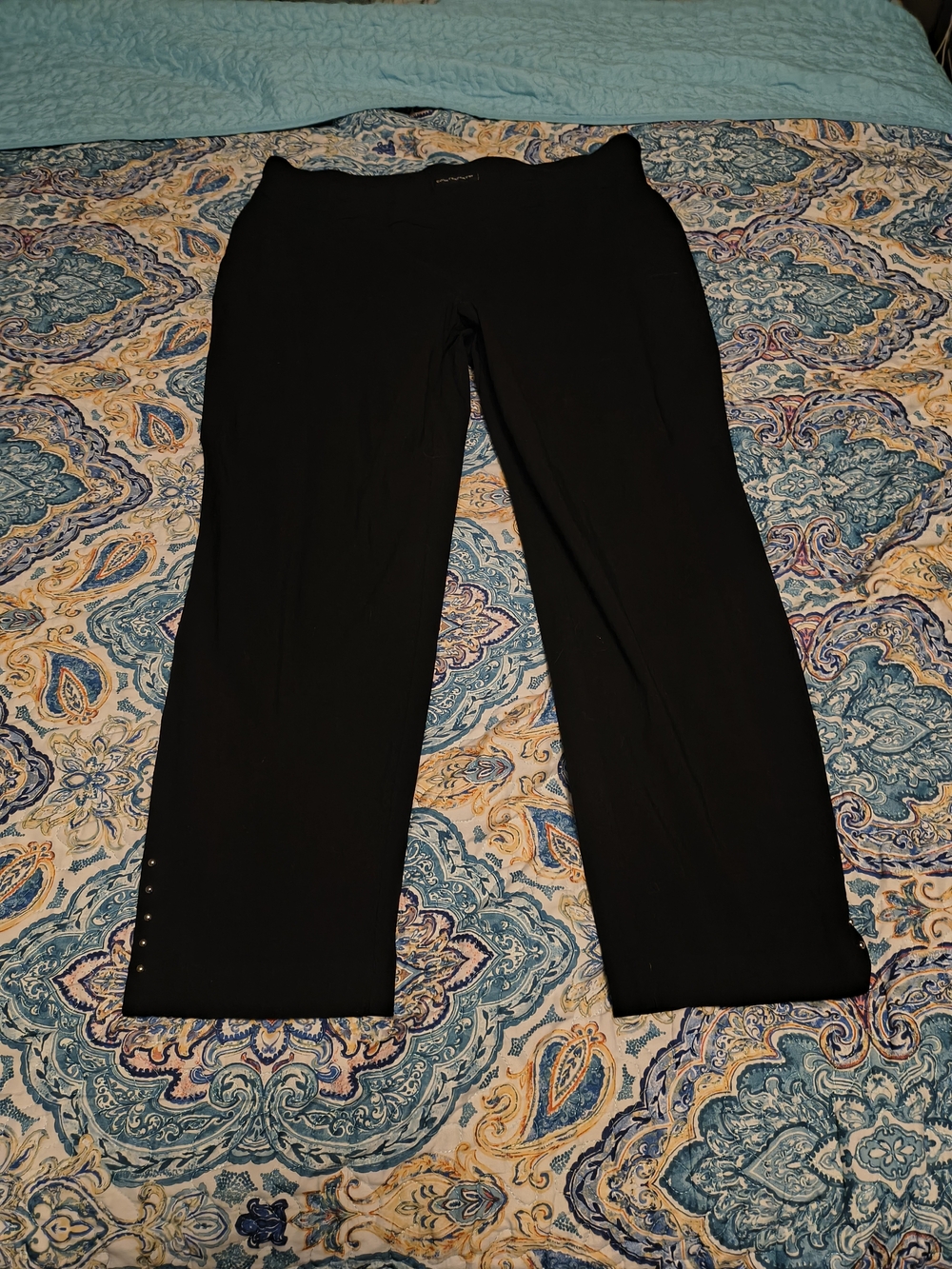 Counterparts Black Skinny Dress Pants with Hem Button Detail
